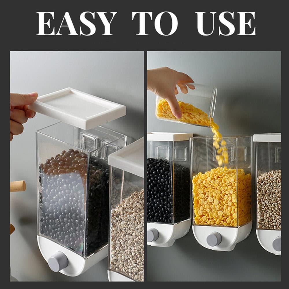 Transparent Cereal Dispenser, Wall-mounted Cereal Storage Box, Grain Storage Container, Food Storage Container Transparent Cereal Dispenser, Wall-mounted Cereal Storage Box, Grain Storage Container, Food Storage Container